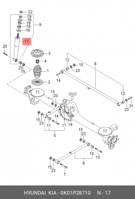 Амортизатор подвески 0K01P-28710 HYUNDAI KIA