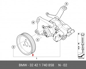 Шкив насоса гидроусилителя руля 32 42 1 740 858 BMW