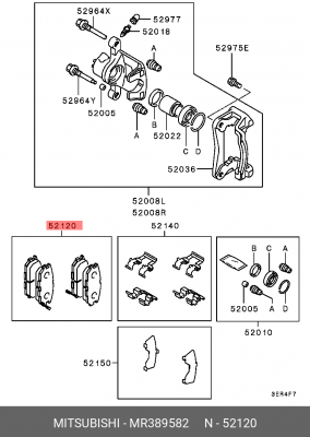 Колодки тормозные дисковые MR389582 MITSUBISHI
