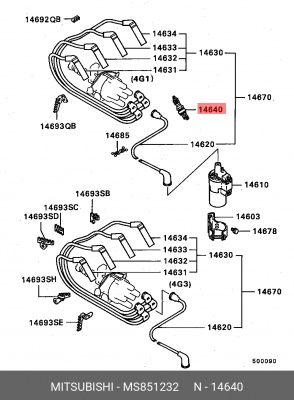 Свеча зажигания MS851232 MITSUBISHI