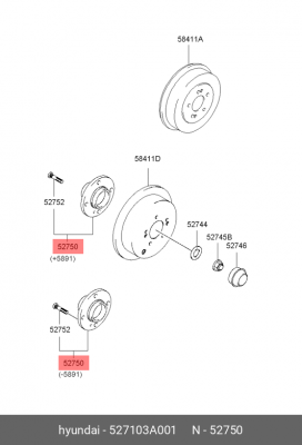Ступица колеса 527103A001 HYUNDAI KIA