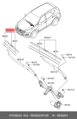 Щетка стеклоочистителя 98360-2W100 HYUNDAI KIA