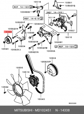 Натяжитель ремня приводного в сборе MD102451 MITSUBISHI