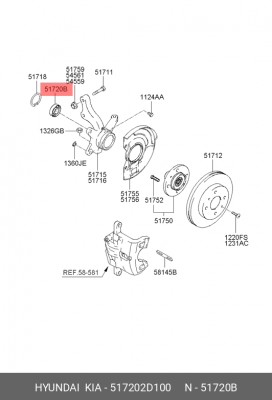 Подшипник ступицы колеса 517202D100 HYUNDAI KIA