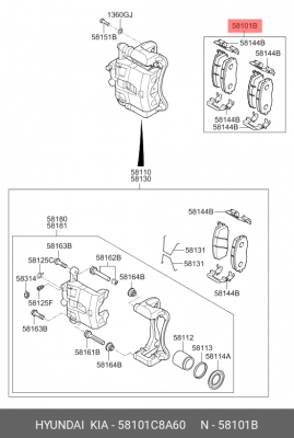 Колодки тормозные дисковые 58101C8A60 HYUNDAI KIA