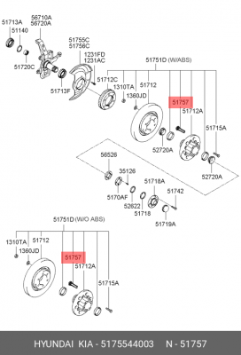 Шпилька ступицы колеса 5175544003 HYUNDAI KIA