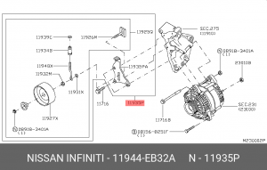 Ролик ремня приводного 11944-EB32A NISSAN