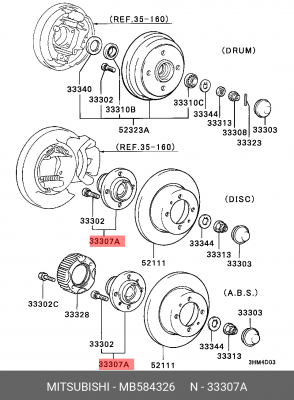 Подшипник ступицы колеса со ступицей (комплект) MB584326 MITSUBISHI