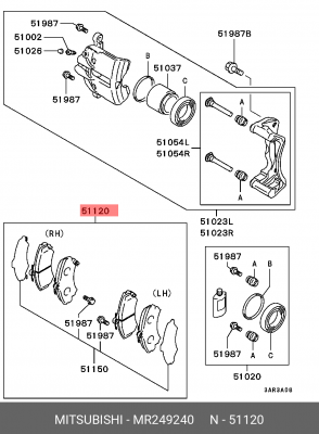 Колодки тормозные дисковые MR249240 MITSUBISHI