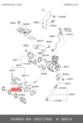 Прокладка выпускного коллектора 2852127400 HYUNDAI KIA