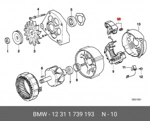 Реле регулятор напряжения генератора 12 31 1 739 193 BMW