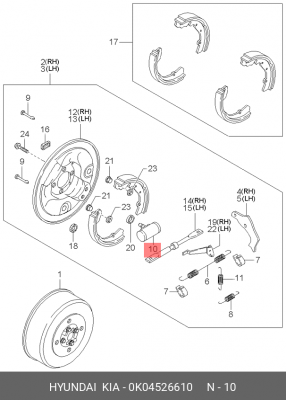 Цилиндр тормозной рабочий 0K04526610 HYUNDAI KIA