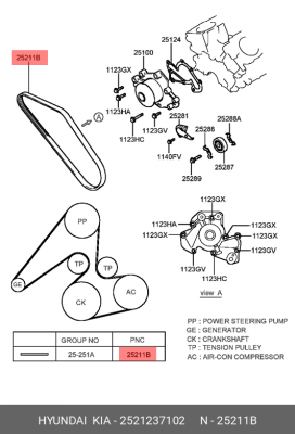 Ремень приводной 25212-37102 HYUNDAI KIA