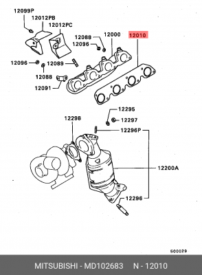 Прокладка выпускного коллектора MD102683 MITSUBISHI