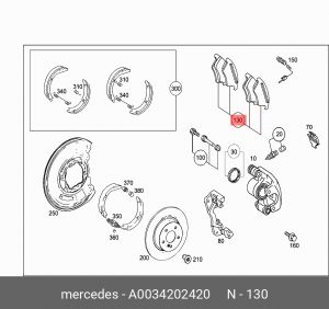 Колодки тормозные дисковые A0034202420 MERCEDES BENZ