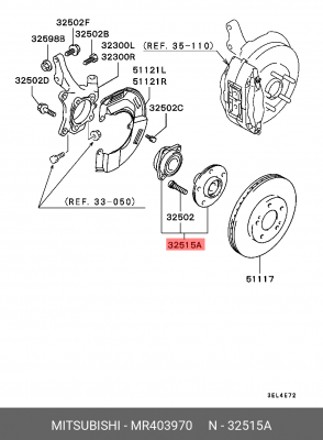 Подшипник ступицы колеса со ступицей (комплект) MR403970 MITSUBISHI