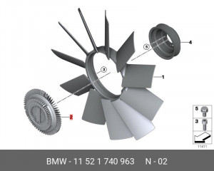 Вискомуфта системы охлаждения ДВС 11 52 1 740 963 BMW