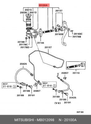 Цилиндр сцепления главный MB012098 MITSUBISHI