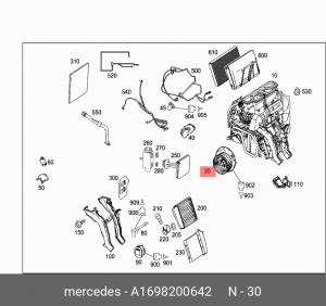 Электромотор отопителя салона A 169 820 06 42 MERCEDES BENZ