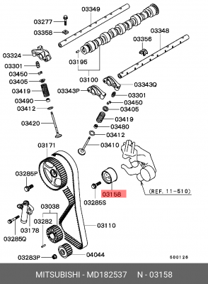 Натяжитель ролика ремня ГРМ MD182537 MITSUBISHI