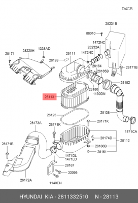 Фильтр воздушный 2811332510 HYUNDAI KIA