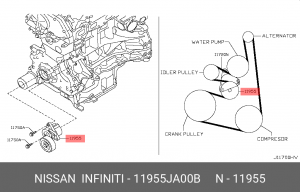 Натяжитель ремня приводного в сборе 11955JA00B NISSAN