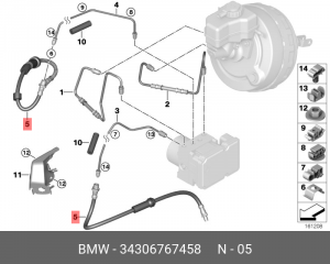 Шланг тормозной 34 30 6 767 458 BMW
