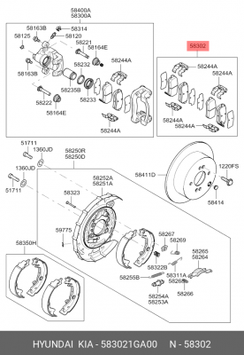 Колодки тормозные дисковые 58302-1GA00 HYUNDAI KIA