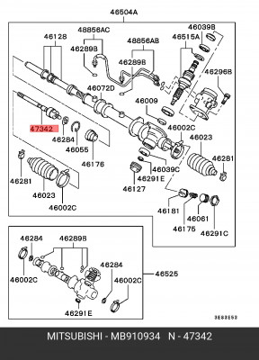 Наконечник рулевой тяги MB910934 MITSUBISHI