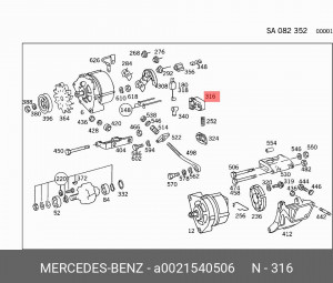 Реле регулятор напряжения генератора A0021540506 MERCEDES BENZ