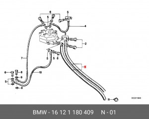 Шланг топливный 16 12 1 180 409 BMW