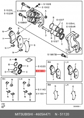 Колодки тормозные дисковые 4605A471 MITSUBISHI