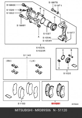 Колодки тормозные дисковые MR389506 MITSUBISHI
