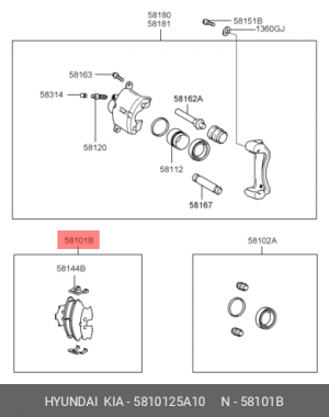 Колодки тормозные дисковые 58101-25A10 HYUNDAI KIA