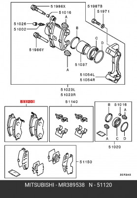 Колодки тормозные дисковые MR389538 MITSUBISHI