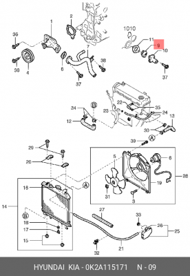 Термостат системы охлаждения 0K2A115171 HYUNDAI KIA