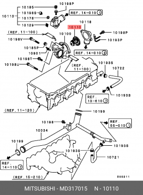 Термостат системы охлаждения с корпусом MD317015 MITSUBISHI