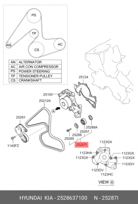Ролик ремня приводного 25286-37100 HYUNDAI KIA
