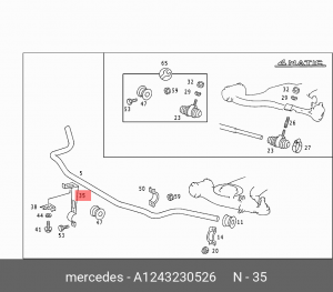 Кронштейн крепления стабилизатора подвески A 124 323 05 26 MERCEDES BENZ