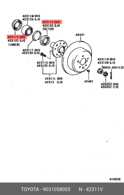 Подшипник ступицы колеса со ступицей (комплект) 90310-58003 TOYOTA