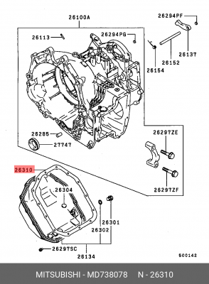 Прокладка масляного поддона КПП MD738078 MITSUBISHI