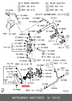 Термостат системы охлаждения с корпусом MD174233 MITSUBISHI