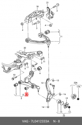 Сайлентблок 7L0 412 333 A VAG