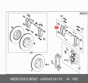 Колодки тормозные дисковые A0004216110 MERCEDES BENZ