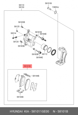 Колодки тормозные дисковые 58101-1GE00 HYUNDAI KIA