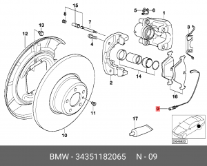 Датчик износа тормозных колодок 34 35 1 182 065 BMW