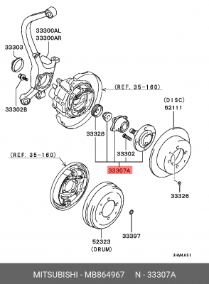 Подшипник ступицы колеса со ступицей (комплект) MB864967 MITSUBISHI