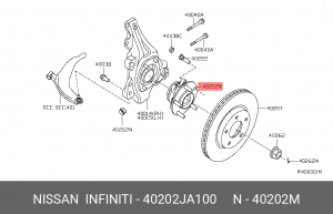 Подшипник ступицы колеса со ступицей (комплект) 40202-JA100 NISSAN