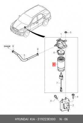 Фильтр топливный 31922-3E000 HYUNDAI KIA
