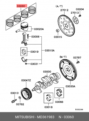Кольца поршневые (комплект) MD361983 MITSUBISHI